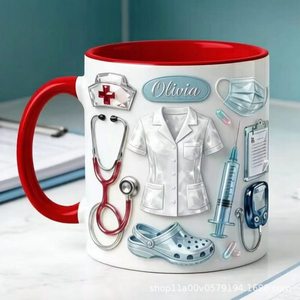 Taza <span class=keywords><strong>de</strong></span> Cerámica Personalizada Estilo Uniforme Médico con <span class=keywords><strong>Diseño</strong></span> <span class=keywords><strong>de</strong></span> Dama, Regalo <span class=keywords><strong>para</strong></span> el Día <span class=keywords><strong>de</strong></span> la Enfermera, Ideal <span class=keywords><strong>para</strong></span> Café - Product Image 3