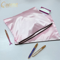 Sac d'emballage personnalisé en satin de soie haut de gamme avec fermeture éclair rangement de vêtements pochette d'emballage en satin pour perruque de cheveux cadeau