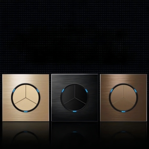 Alta calidad aleación de aluminio Retro UE 220V indicador LED interruptor de luz de pared Color café botón de Reinicio Universal enchufe eléctrico - Product Image 1