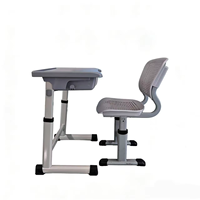 Ensemble Chaise et Bureau Individuel Moderne Écologique et Durable à Hauteur Réglable avec Double Panier de Rangement en Fil Métallique pour École et Salle de Classe