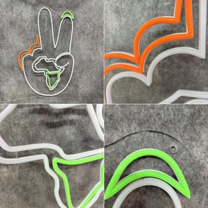 Consegna rapida luci al Neon per camera da letto per bambini coloratissimo gesto della vittoria del dito della mano segno di Business con Logo personalizzato Display a LED - Product Image 3
