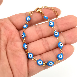 Pulsera de Acero Inoxidable Chapada en Oro de 18k al por Mayor para Mujer Hecha a Mano Estilo Bohemia Boho con Ojo Turco - Product Image 4