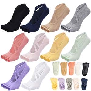 Sangles croisées doubles pour femmes, demi-orteil, yoga, danse, performance, pilates, fitness, chaussettes athlétiques antidérapantes - Product Image 1