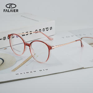 Monture de lunettes rondes Falaier Tr90 50mm, lunettes d'ordinateur anti-lumière bleue, lunettes optiques unisexes à monture complète - Product Image 2