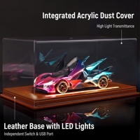 Vitrine de rangement pour modèles réduits de voitures 1/24 avec couvercle transparent en alliage acrylique et base en cuir pour voitures miniatures - Marque BJ