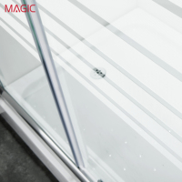 Paroi de douche design avec écran de séparation, bord enveloppé, double porte coulissante dissimulée, en verre revêtu et alliage de zinc pour salle de bain