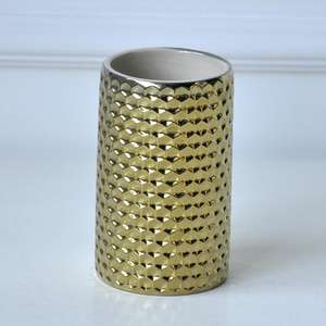 ชุดอุปกรณ์ห้องน้ำเซรามิกโรงแรมเจียซุ่น ชุดหรูหราเคลือบทอง 6 ชิ้น ที่จ่ายสบู่เหลว กระป๋องใส่ของ ถังขยะ - Product Image 4