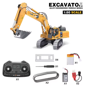 Mini-excavatrice métallique 970 à l'échelle 1/50, modèle de simulation RC prêt à l'emploi avec lumières et sons, camion benne télécommandé 25-30m - Product Image 6
