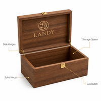 Boîte en bois avec couvercle à charnières, élégante boîte à souvenirs en bois d'acacia avec fermoir métallique fiable pour boutique professionnelle