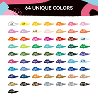 Marqueur de peinture acrylique à double pointe Arrtx AACM-03-64C, ensemble de 64 couleurs