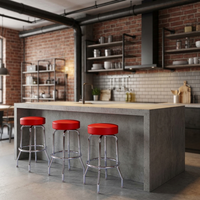 Tabouret de bar pivotant moderne rétro, structure en acier chromé, siège rembourré en cuir PU rond, rotation à 360 degrés, pour comptoir, maison, salle à manger