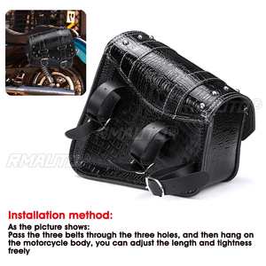Sacs de selle de moto, pochette de rangement pour bagages, sacoches étanches, style cuir de crocodile noir, universel, Cafe Racer personnalisé - Product Image 5