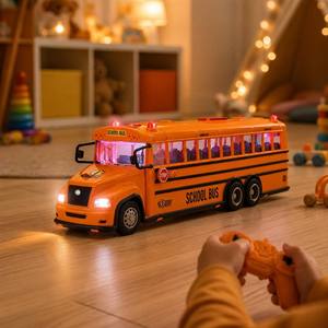 Voiture télécommandée 2,4 GHz 4 canaux jaune, <span class=keywords><strong>bus</strong></span> télécommandé pour enfants, jouet pour garçons avec lumières et sons - Product Image 3