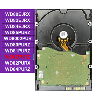 WD82PURZ Paarse 8TB SATA 6Gb/s 7200RPM 128MB Cache 3,5 inch monitoring HDD AllFrame voor 24/7 NVR DVR beveiligingscamerasysteem - Product Image 1
