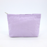 Trousse de Toilette Rayée Tendance à Grande Capacité en Polyester, Pochette de Voyage Cosmétique d'Été à Fermeture Éclair, Personnalisable et Très Vendue