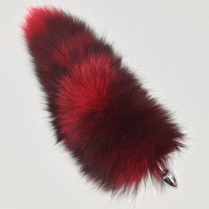 Masajeador de próstata de piel de zorro Real rojo de 38-40cm, tapón Anal de Metal, orejas de gato, estimulador de pezón, bolsa cosmética, Juguetes sexuales para Anal - Product Image 2