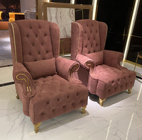 Canapé simple en cuir matelassé, fauteuil de luxe en acier inoxydable, style baroque ancien, mobilier de maison, style anglais