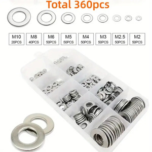 Baiguluo Stainless Steel 304 Flat <b>Washers</b> Set 80 180 360 580 Pcs For General Industry Use - Product Image 5