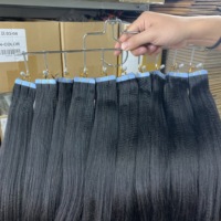 Extensions de cheveux humains, vente en gros, style bohème, Yaki clair, bande ins, cuticule vierge alignée, Yaki droit, Extension de cheveux