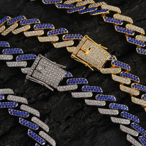 14K 925 plata esterlina Hip Hop moda Miami cubano enlace cadena collar helado 2 filas púrpura moissanita rapero joyería - Product Image 5