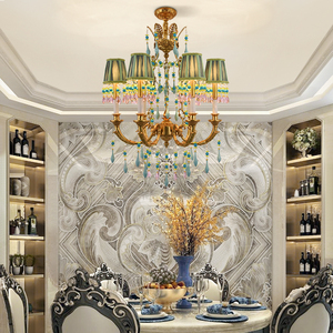 XingZhong Đèn Treo Màu Xanh Lá Pháp Đèn Chùm Gác Xép Kiểu Mỹ Chiếu Sáng Bóng Râm Đèn Chùm Mộc Mạc Cổ Điển Bằng Đồng - Product Image 4