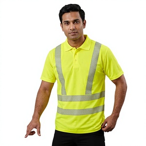 เสื้อโปโลสะท้อนแสงสำหรับงานก่อสร้างผู้ชาย OEM ราคาถูก แขนสั้น กันยับ พิมพ์ลาย ชุดทำงาน - Product Image 1