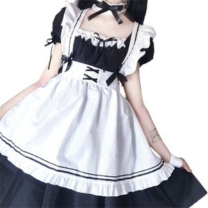 Tenue de demoiselle d'honneur Cosplay Robe Lolita japonaise mignonne Noir Blanc Polyester Taille adulte Taille unique - Product Image 1
