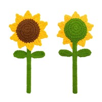 Nouveau bouquet de fleurs artificielles en velours fait main au crochet, tournesol et rose, pour la décoration de la maison et les cadeaux de mariage