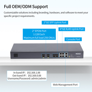 HiOSO HA7302V-ADC อุปกรณ์ไฟเบอร์ออปติกแบบติดตั้งบนแร็ค 1U 2PON EPON OLT  1AC 100-240V+1DC 12V จ่ายไฟ  ระบบจัดการผ่าน CLI - Product Image 4