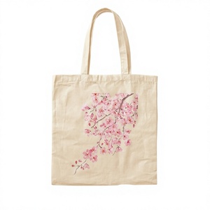 Sac fourre-tout en toile écologique réutilisable avec imprimé floral, poignée souple, durable et grande capacité, option de logo personnalisé OEM ODM - Product Image 1