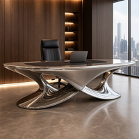 Bureau moderne en acier inoxydable 304, forme de bureau, forgé à la main, poli miroir, luxe personnalisé, bureau d'hôtel