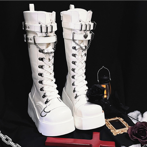 CHENO OEM Vente en gros Bottes à plateforme à talons hauts en <span class=keywords><strong>cuir</strong></span> vegan punk pour femmes, style Y2K, bottes gothiques <span class=keywords><strong>noires</strong></span> pour femmes - Product Image 6