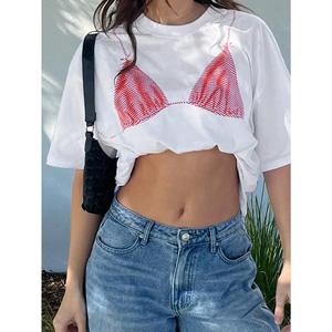 T-shirts pour femmes en polyester respirant, vintage, lourd, à motif personnalisé, décontracté, surdimensionné, à séchage rapide, personnalisé - Product Image 3