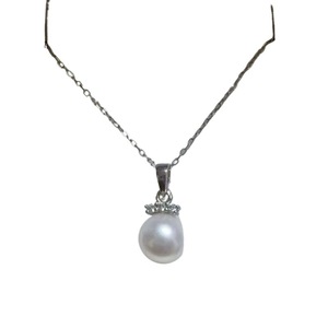 Collier pendentif en perles d'eau douce Zhuji, tendance et polyvalent, 8-9 mm, avec chaîne de clavicule en argent 925, cadeau de vacances pour femmes - Product Image 5
