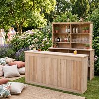 Ensemble de comptoir de bar en chêne de 2,4 m de qualité supérieure, design pliable avec armoire à dossier haut de 1,80 m pour événements professionnels, mariages, réceptions et hôtellerie