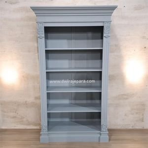 Armoire en bois massif de style classique avec étagères ouvertes pour salon Fabriqué en Indonésie - Product Image 3