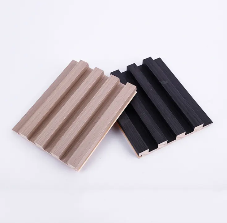 Solid wood window grille design fan-shaped groove plate wall manufacturer