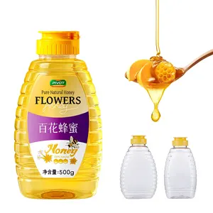 OEM/ODM 500g syrup sweetener pure natural honey squeeze plastic bottle with Silicone valve flip top cap