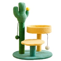 Tour à gratter pour chat en peluche et en polaire, jouet à boule suspendue, sisal naturel, cactus, arbre à grimper pour chat d'intérieur