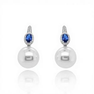 Boucles d'oreilles pendantes uniques et tendance en perles délicates, argent sterling 925, zircone cubique, bijoux de luxe, cadeau unisexe - Product Image 1