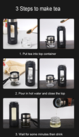 Bouteille d'eau en verre à double paroi isolée CHUFENG 400 ml, anti-fuite, avec infuseur, pour les voyages, le bureau, les affaires, écologique