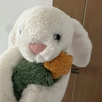 JellyCat Bashful Bunny avec arbre de Noël, peluche lapin timide Bonnie, poupée en peluche à longues oreilles moelleuses BB6CT