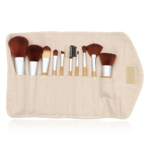 Nature Custom Logo 10PCs Kabuki Juego de <span class=keywords><strong>brochas</strong></span> de maquillaje Mango de bambú natural para uso facial - Product Image 3