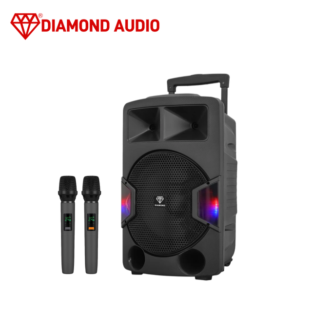 15 Inch Party Speaker, Portable PA Karaoke Machine with LED Party Lights, USB TF Card FM Radio