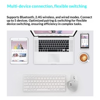 Souris sans fil multimode Rapoo MT760 M+ avec transfert multi-écrans, 4000 DPI, batterie 160H, 800mAh pour PC de bureau et ordinateur portable