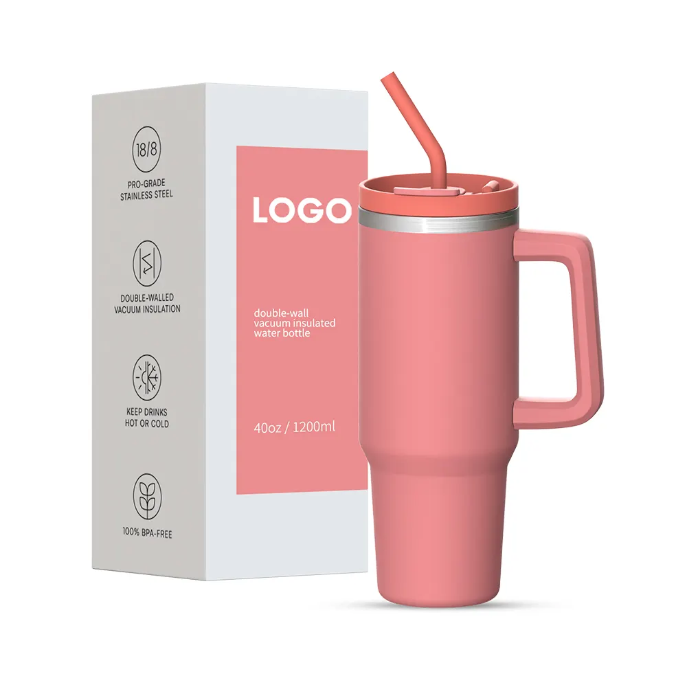 40oz Stainless Steel Vacuum Insulated Tumbler with Leakproof Straw Lid