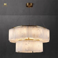 Lampu Gantung Marmer Putih Bentuk Bulat Modern Kustom Semua Bagian Tembaga Dekorasi Ruang Tamu Villa