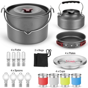 Eco-vriendelijke Wilderness Survival Metal Camping Pot Kookgereiset voor Buitenkeuken Uitrusting Kookpottenset - Product Image 4