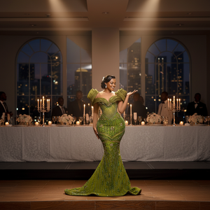 Ladies Evening Dress Sequin Mermaid Wedding Banquet Off Shoulder Elegant Prom Banquet Evening Dresses Wedding Dresses - Product Image 3
