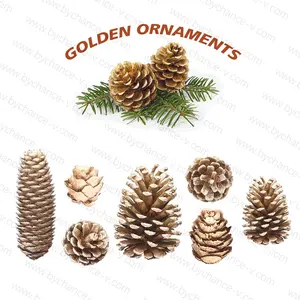 golden Christmas ornaments pine tower gold pine cones for party event table elegant centerpieces decoration